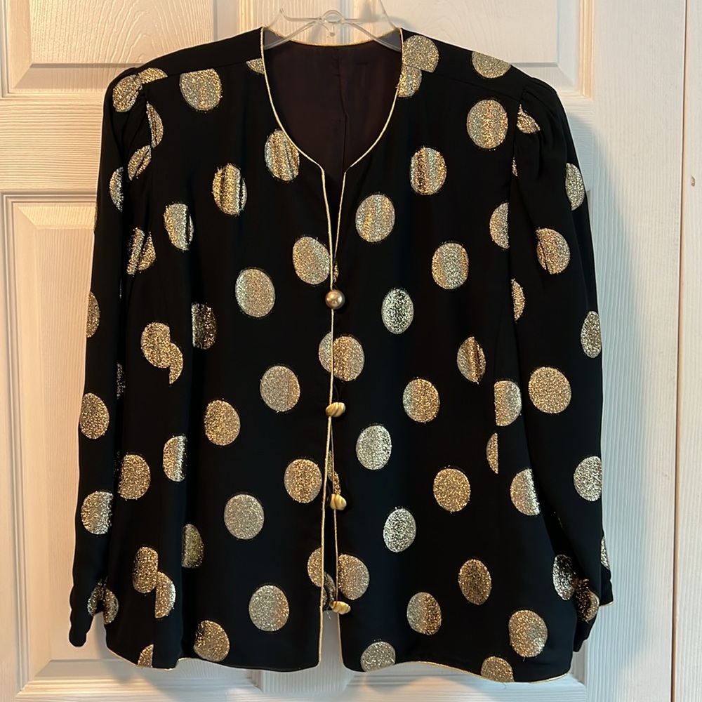 Rare boutique Lined black/metallic gold jacket. - Picture 2 of 5